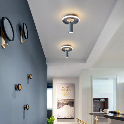 Contemporary Industrial Iron Barrel Spotlight 1-light Flush Mount Light