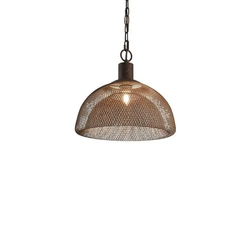 Retro Rustic Aged Wrought Iron Wire Half Round 1-light Pendant Light BulbSquare