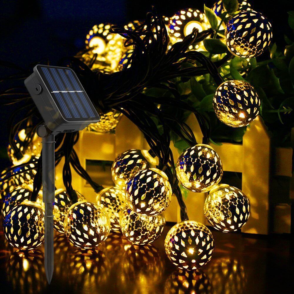 Solar String Lights Moroccan Ball Colorful LED Christmas Lights Iron Orbs Decoration Outdoor String Lights Lumendat