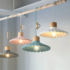 Modern Macaron Cement Scalloped Shade 1-light Pendant Light for Living Room Lumendat