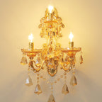 European Candlestick Shape Crystal 3-Light Wall Sconce Lamp
