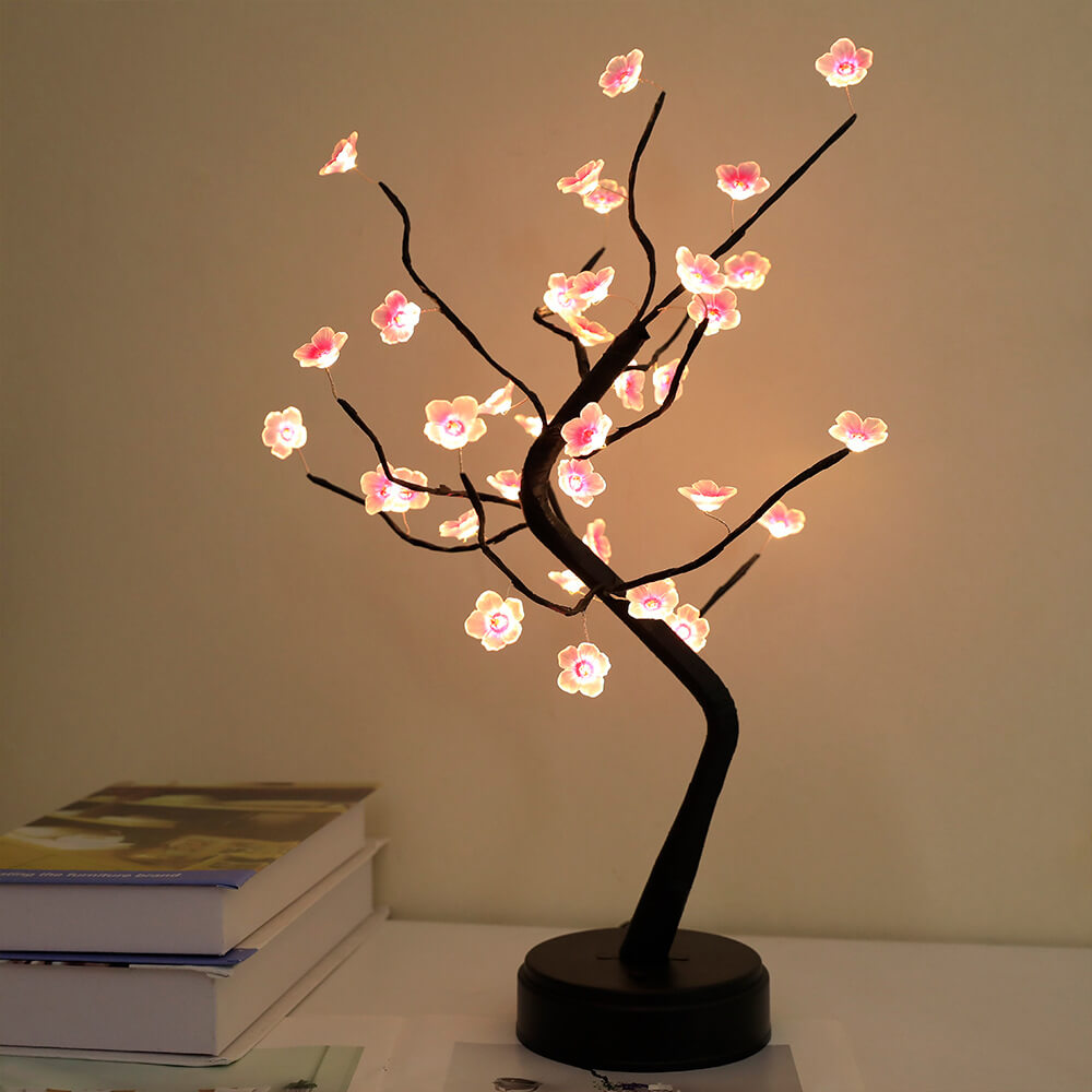 Bonsai Tree Light Plum Blossom Light Remote Control Small LED Table Lamps Lumendat