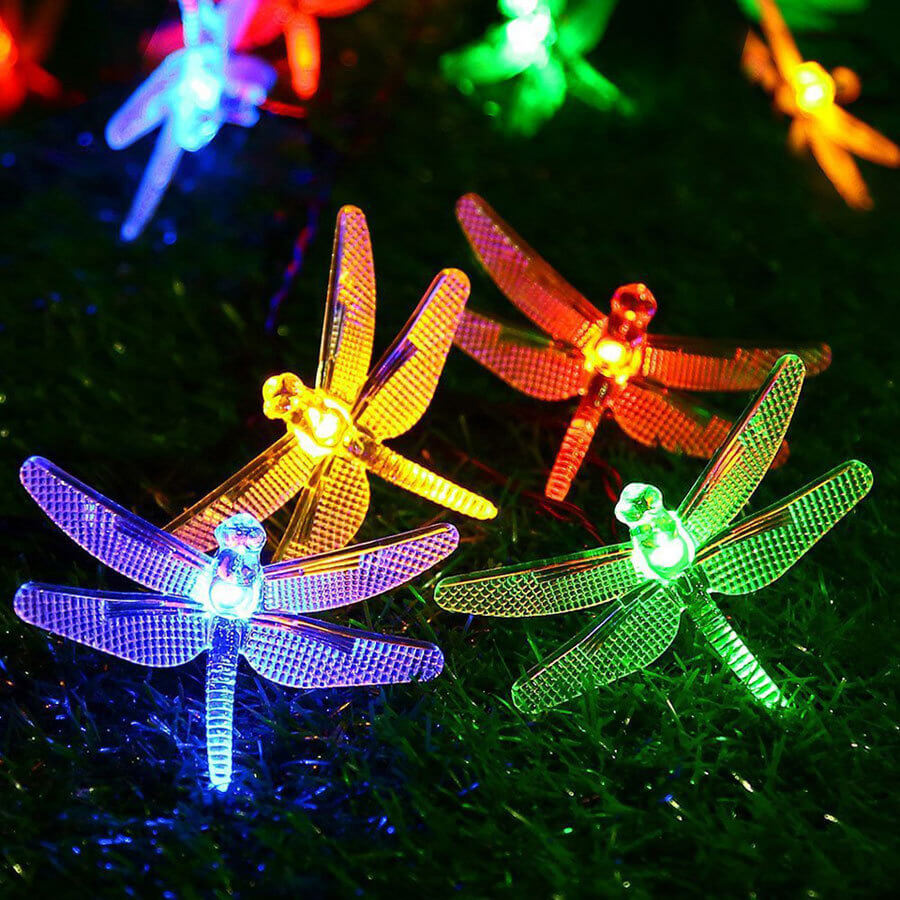 Outdoor Solar Dragonfly Waterproof LED Lights Festival Party Decoration String Lights Lumendat