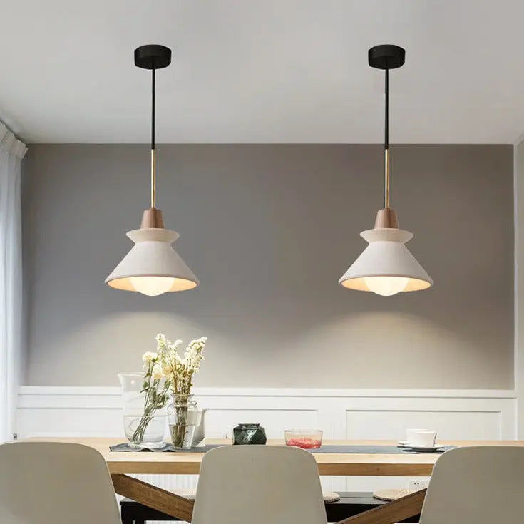 Nordic Minimalist White Cement 1-light Tapered Pendant Light Lumendat