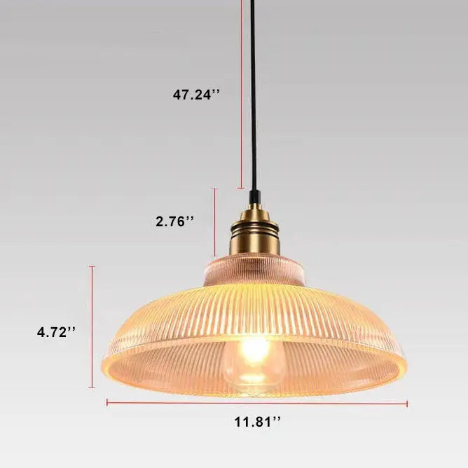 Vintage Striped Pot Lid Glass 1-light Pendant Light Lumendat