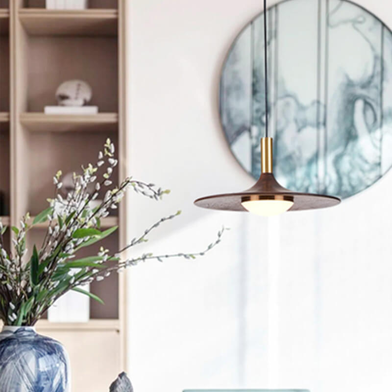 Modern Black Walnut LED Pendant Light BulbSquare