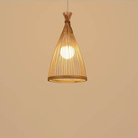 Bamboo Weaving Conical 1-light Japanese Style Pendant Light