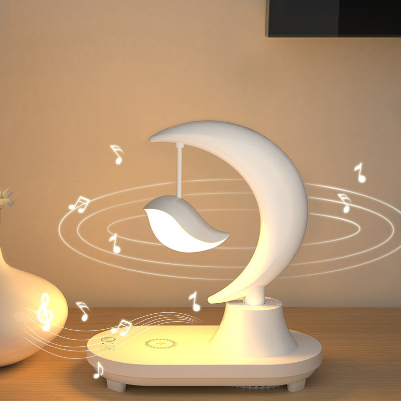 Modern Art Deco ABS Moon Shape Bluetooth Speaker Night Light LED Table Lamp Lumendat