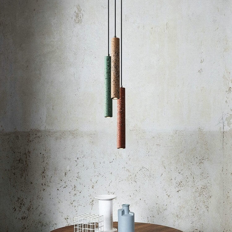 Retro Multicolor Cement Long Strip LED Pendant Light BulbSquare