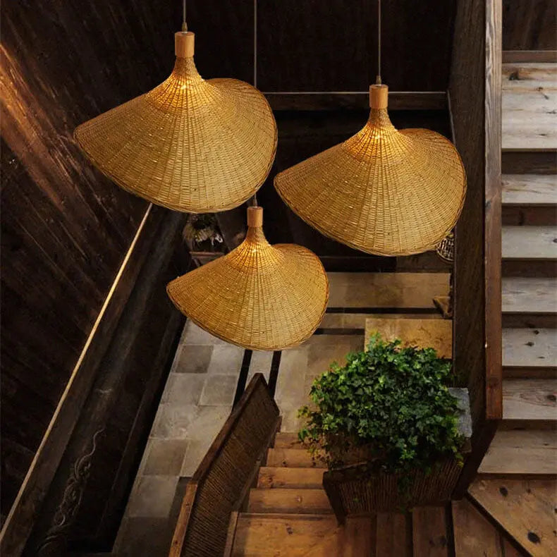 Woven Bamboo 1-light Straw Hat Pendant Light Lumendat