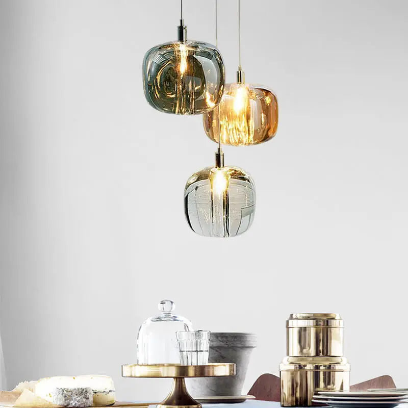 Modern Clear Glass 1-light Cube Pendant Light Lumendat
