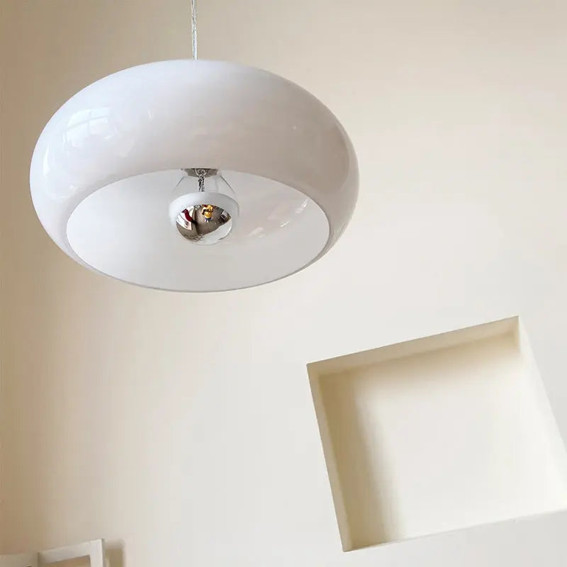 Vintage White / Orange Glass Dome 1-light Pendant Light Lumendat