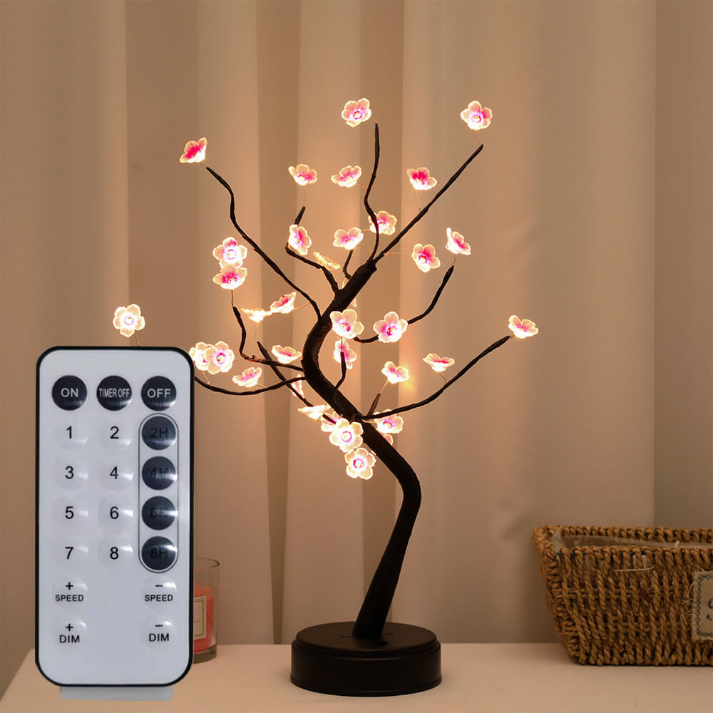 Bonsai Tree Light Plum Blossom Light Remote Control Small LED Table Lamps Lumendat