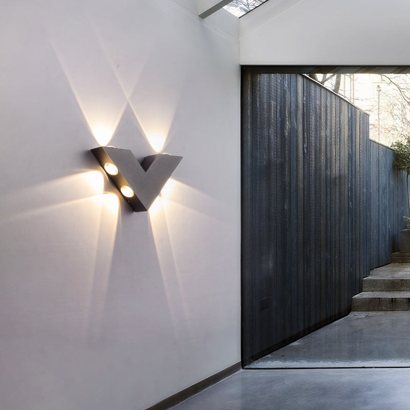 Modern Minimalist V-Shaped Triangle Aluminum Glass LED Wall Sconce Lamp For Garden Lumendat