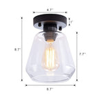 Clear Glass 1-light Bell Semi-flush Mount Lighting