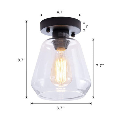 Clear Glass 1-light Bell Semi-flush Mount Lighting