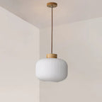 Retro White Striped Glass Jar 1-light Japanese Pendant Light Lumendat