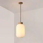 Retro White Striped Glass Jar 1-light Japanese Pendant Light Lumendat