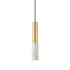 Modern Luxury Cylinder Marble Splicing Metal 1-light Single Pendant Light for Living Room BulbSquare