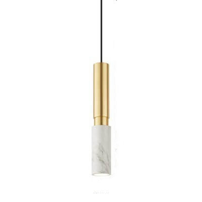 Modern Luxury Cylinder Marble Splicing Metal 1-Light Single Pendant Light For Living Room