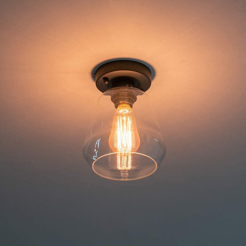 Clear Glass 1-light Bell Semi-flush Mount Lighting