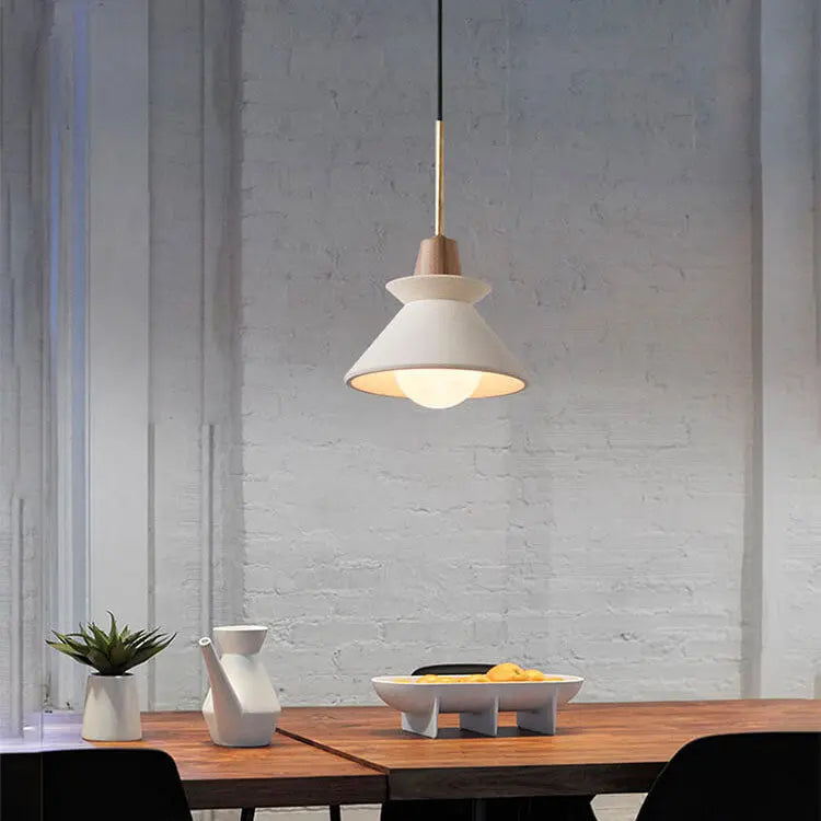 Nordic Minimalist White Cement 1-light Tapered Pendant Light Lumendat