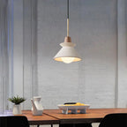 Nordic Minimalist White Cement 1-light Tapered Pendant Light Lumendat