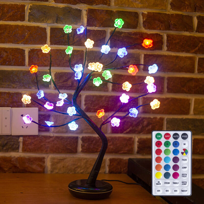 Bonsai Tree Light Plum Blossom Light Remote Control Small LED Table Lamps Lumendat