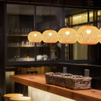 Bamboo Weaving Round Ball Beige 1-light Japanese Pendant Light Lumendat