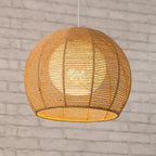 Modern Double Rattan Shade 1-Light Globe Pendant Light