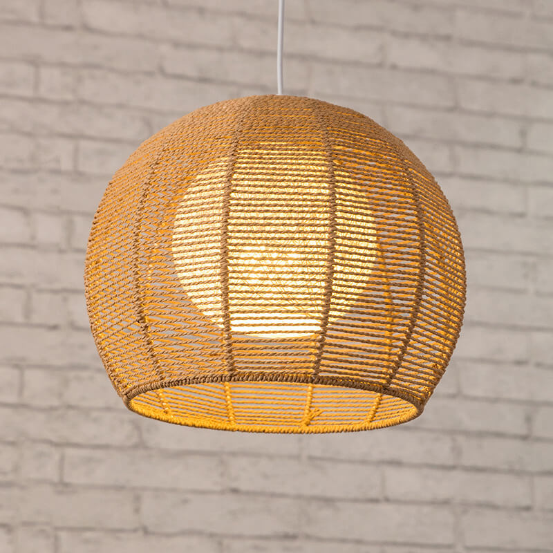 Modern Double Rattan Shade 1-Light Globe Pendant Light