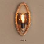 Vintage Hemp Rope 1-Light Wall Sconce Lamp 2 Design