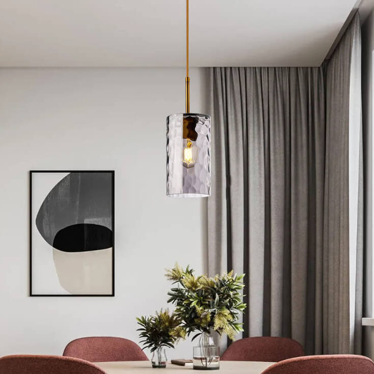 Nordic Water Ripple Glass 1-light Cylinder Pendant Light