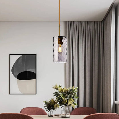 Nordic Water Ripple Glass 1-light Cylinder Pendant Light