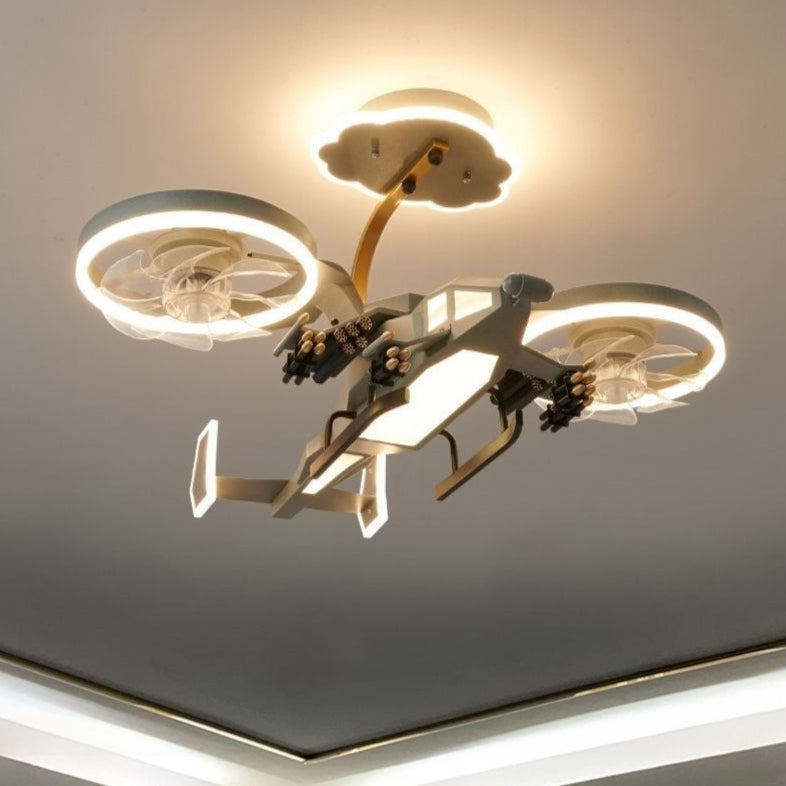 Lumendat Contemporary Creative Kids Airplane Acrylic LED Flush Mount Ceiling Fan Light For Bedroom Lumendat