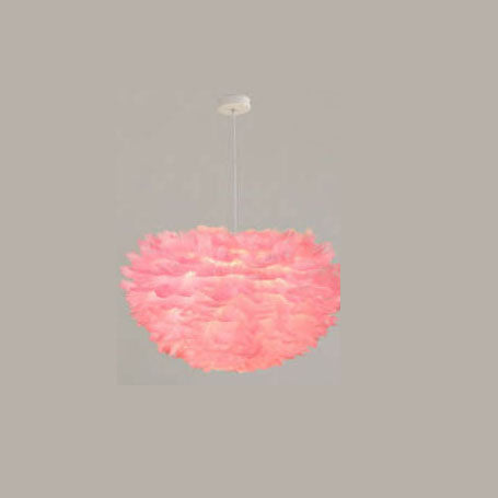 Modern Minimalist Feather Iron 1-Light Heart Shade Pendant Light for Living Room