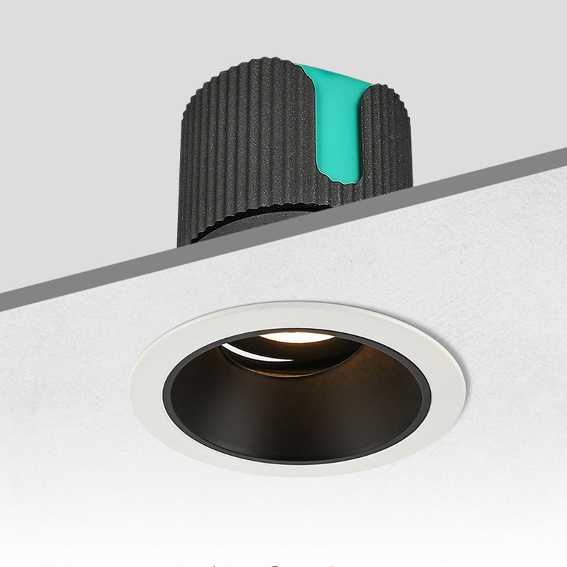 Recessed Aluminum LED Spotlight - Minimalist Cylinder Flush Mount Lighting for Living Room