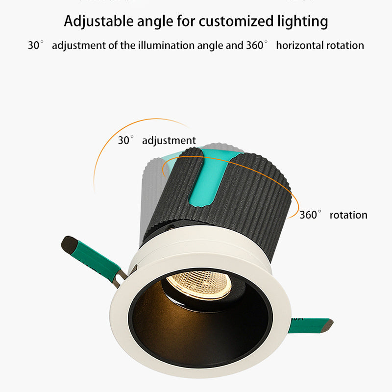 Recessed Aluminum LED Spotlight - Minimalist Cylinder Flush Mount Lighting for Living Room