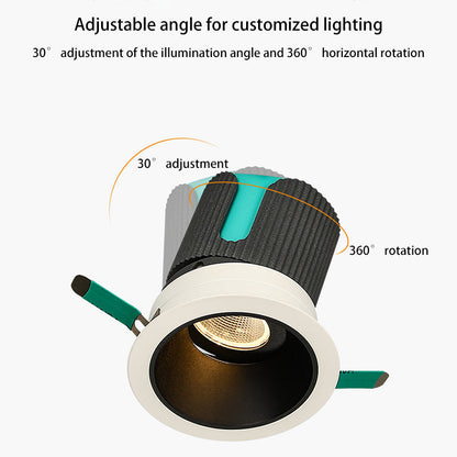 Recessed Aluminum LED Spotlight - Minimalist Cylinder Flush Mount Lighting for Living Room