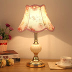 Nordic Vintage Floral Glass Fabric 1-Light Table Lamp Lumendat