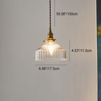 Contemporary Scandinavian Round Striped Glass Brass 1-light Pendant Light for Living Room LiteLiv