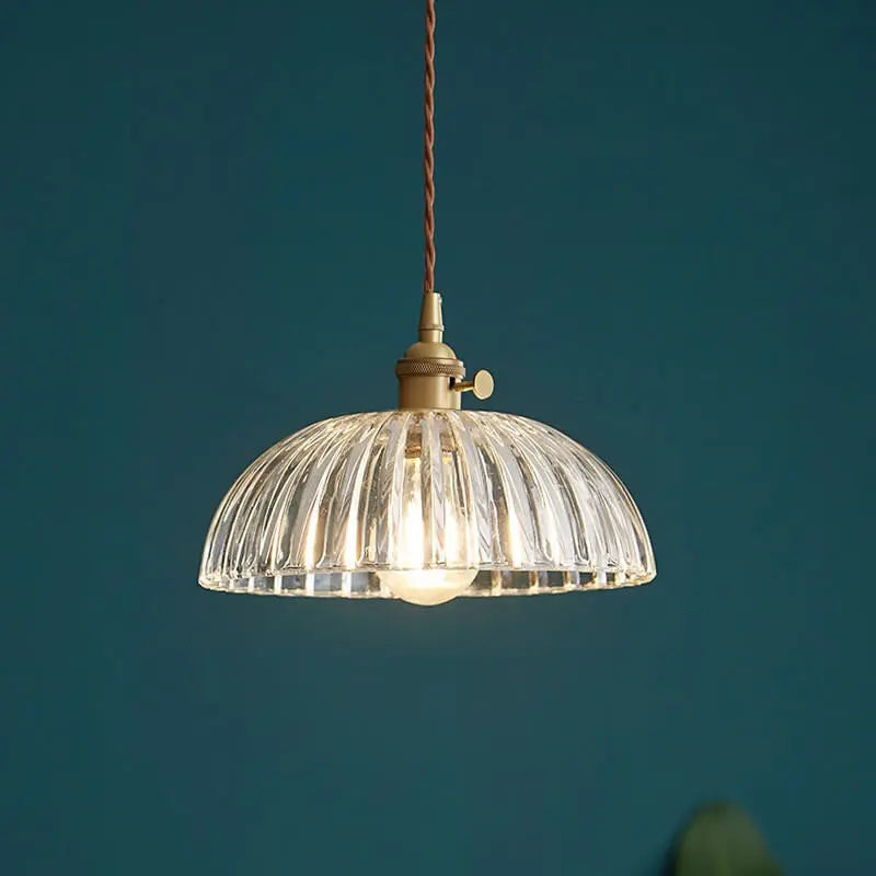 Contemporary Nordic Floral Glass Brass 1-light Pendant Light for Living Room & Bedroom BulbSquare