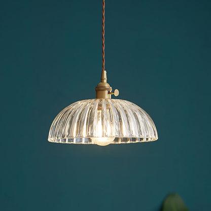 Contemporary Nordic Floral Glass Brass 1-Light Pendant Light For Living Room & Bedroom