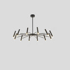 Contemporary Scandinavian Round Radioactive Iron Aluminum 12/24 Light Chandelier for Living Room Lumendat