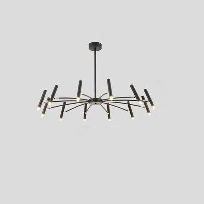 Contemporary Scandinavian Round Radioactive Iron Aluminum 12/24 Light Chandelier for Living Room