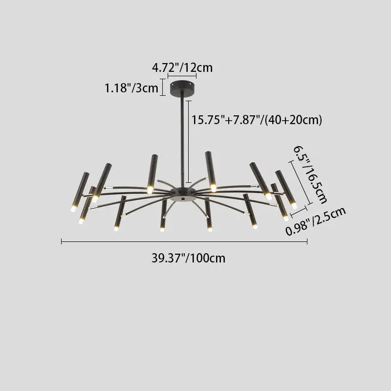 Contemporary Scandinavian Round Radioactive Iron Aluminum 12/24 Light Chandelier for Living Room Lumendat