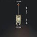 Modern Art Deco Cylinder Metal Crystal 1-light Pendant Light for Living Room