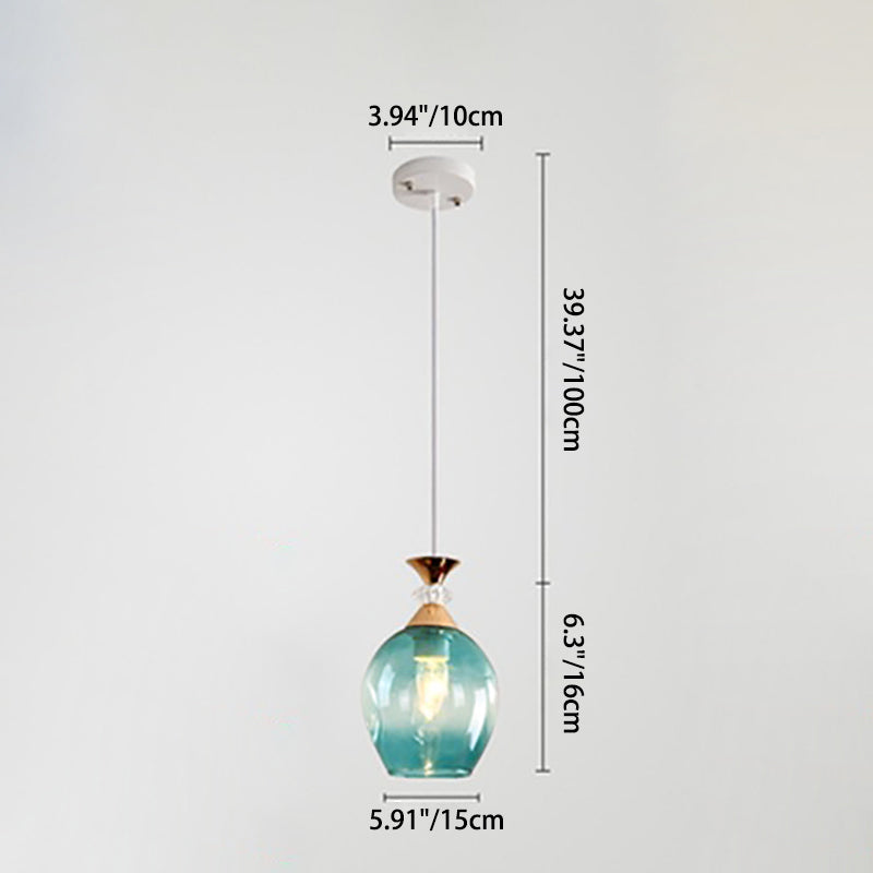 Contemporary Nordic Gradient Glass Metal Orb 1/3 Light Island Light Chandelier for Living Room