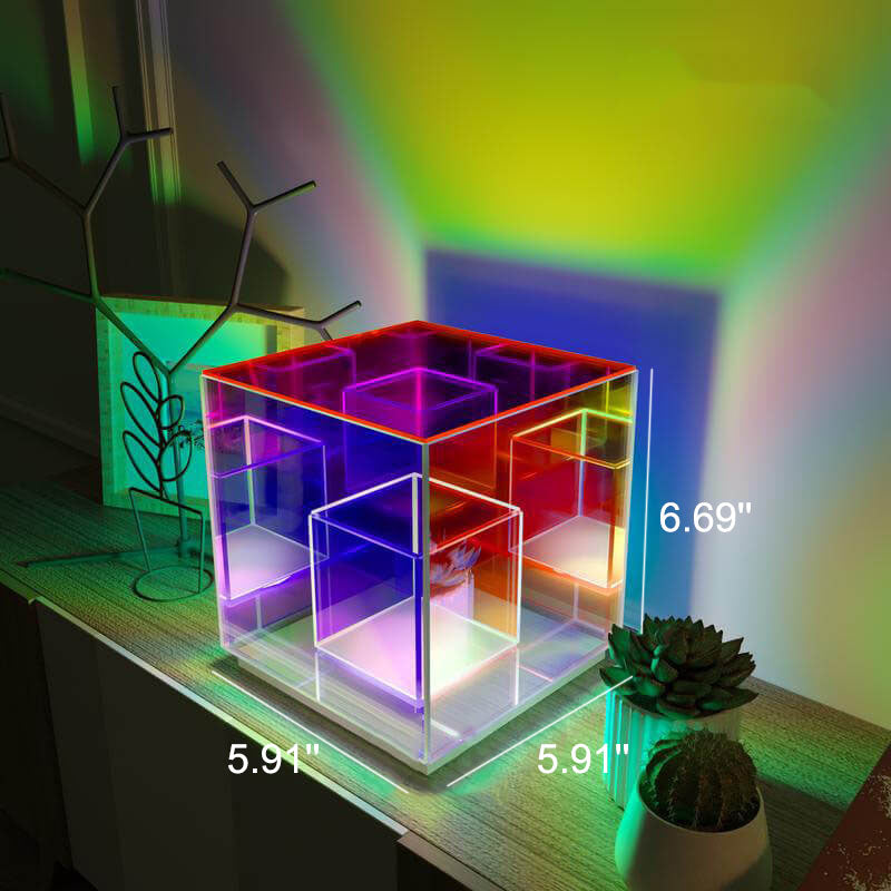 Modern Acrylic RGB Line Rubik's Cube LED Table Lamp Lumendat