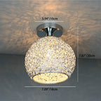 Contemporary Scandinavian Iron Aluminum Weaving Ball 1-light Semi-flush Mount Ceiling Light for Hallway